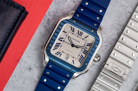 cartier santos blue bezel